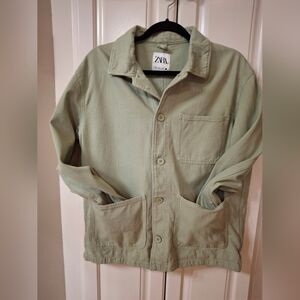 Zara Womens Green Denim Jacket
